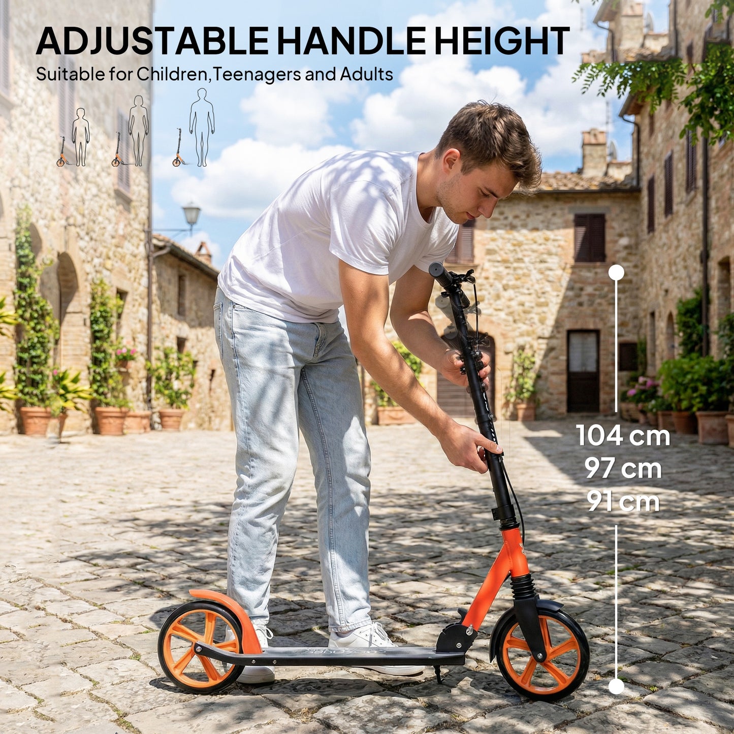 Folding Kick Scooter for 14+ w/ Adjustable Height, Red