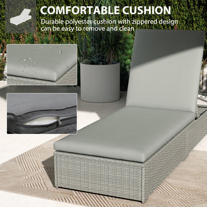 Patio Rattan Chaise Lounge Garden Pool Wicker Sun Lounger Adjustable