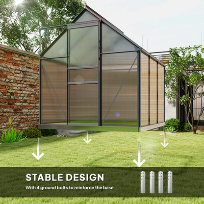 Polycarbonate Walk-in Garden Greenhouse w/ Sliding Door Grey