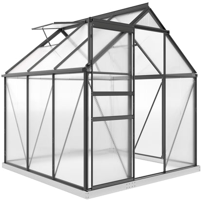 Polycarbonate Walk-in Garden Greenhouse w/ Sliding Door Grey
