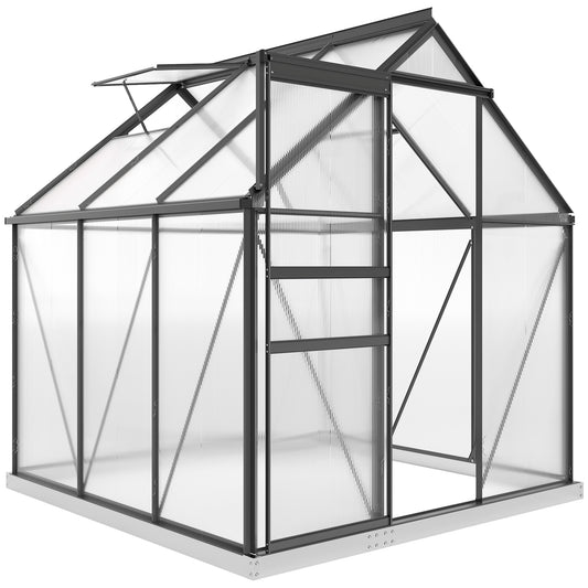 Polycarbonate Walk-in Garden Greenhouse w/ Sliding Door Grey