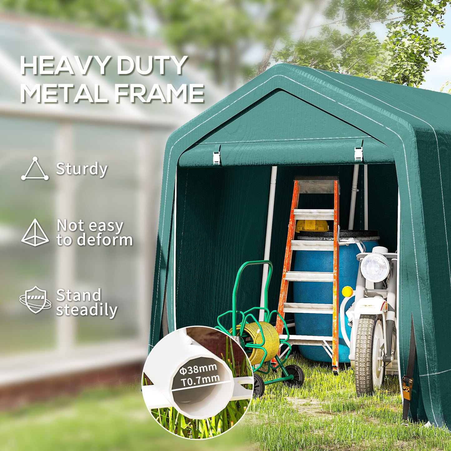 Outdoor Garden Storage Shed Waterproof Bike Tent  w/ Zipper Doors