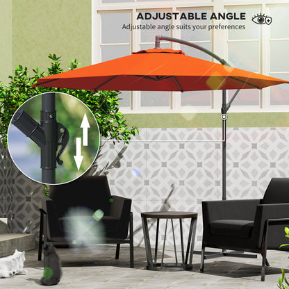 3(m) Garden Banana Parasol Cantilever Umbrella w/ Base, Orange