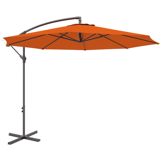 3(m) Garden Banana Parasol Cantilever Umbrella w/ Base, Orange