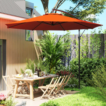 3(m) Garden Banana Parasol Cantilever Umbrella w/ Base, Orange