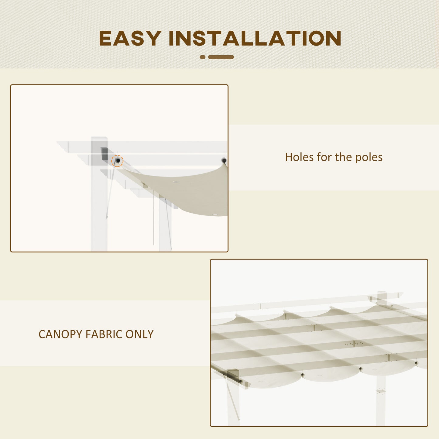 Pergola Shade Cover Replacement Canopy for 3 x 3(m) Pergola, Cream