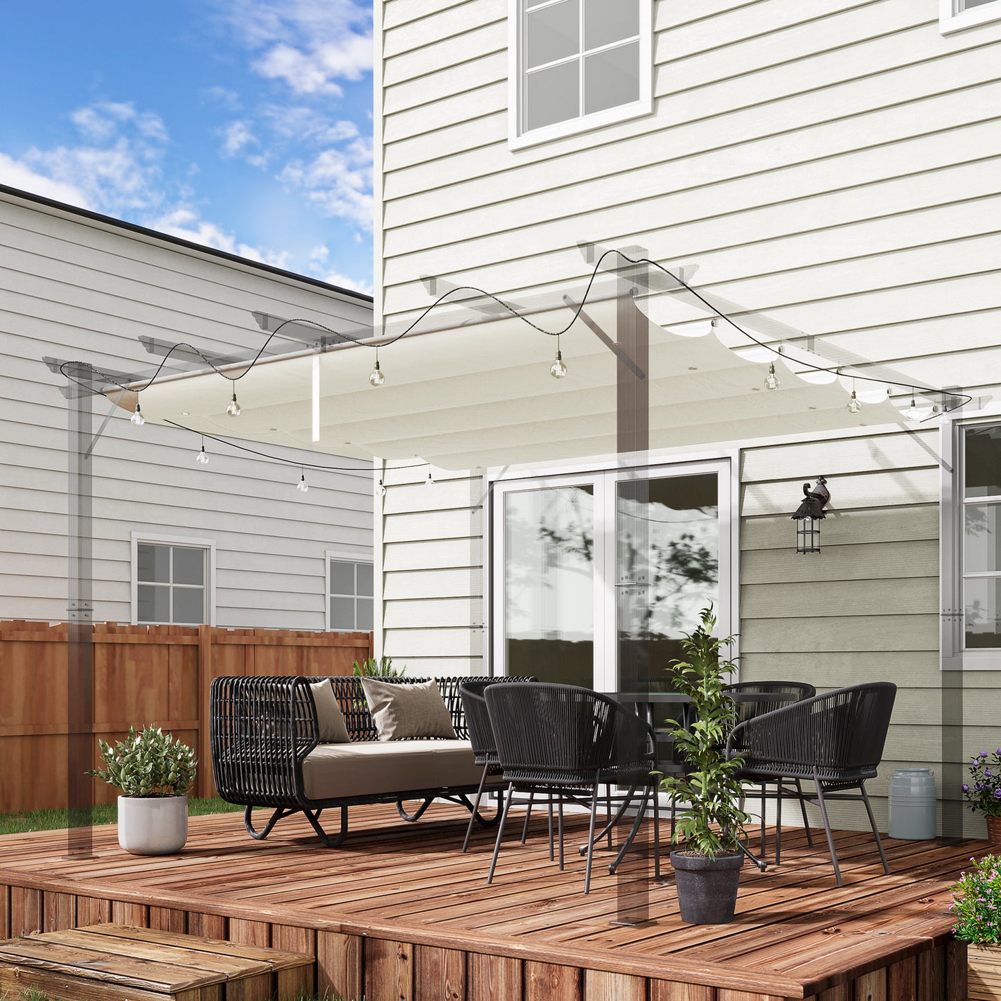 Pergola Shade Cover Replacement Canopy for 3 x 3(m) Pergola, Cream