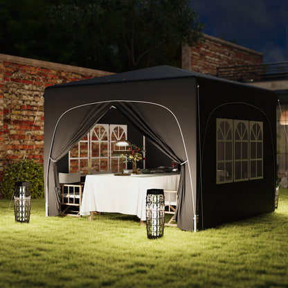 3 x 3(m) UPF50+ Pop Up Gazebo with Sides and Carry Bag, Black
