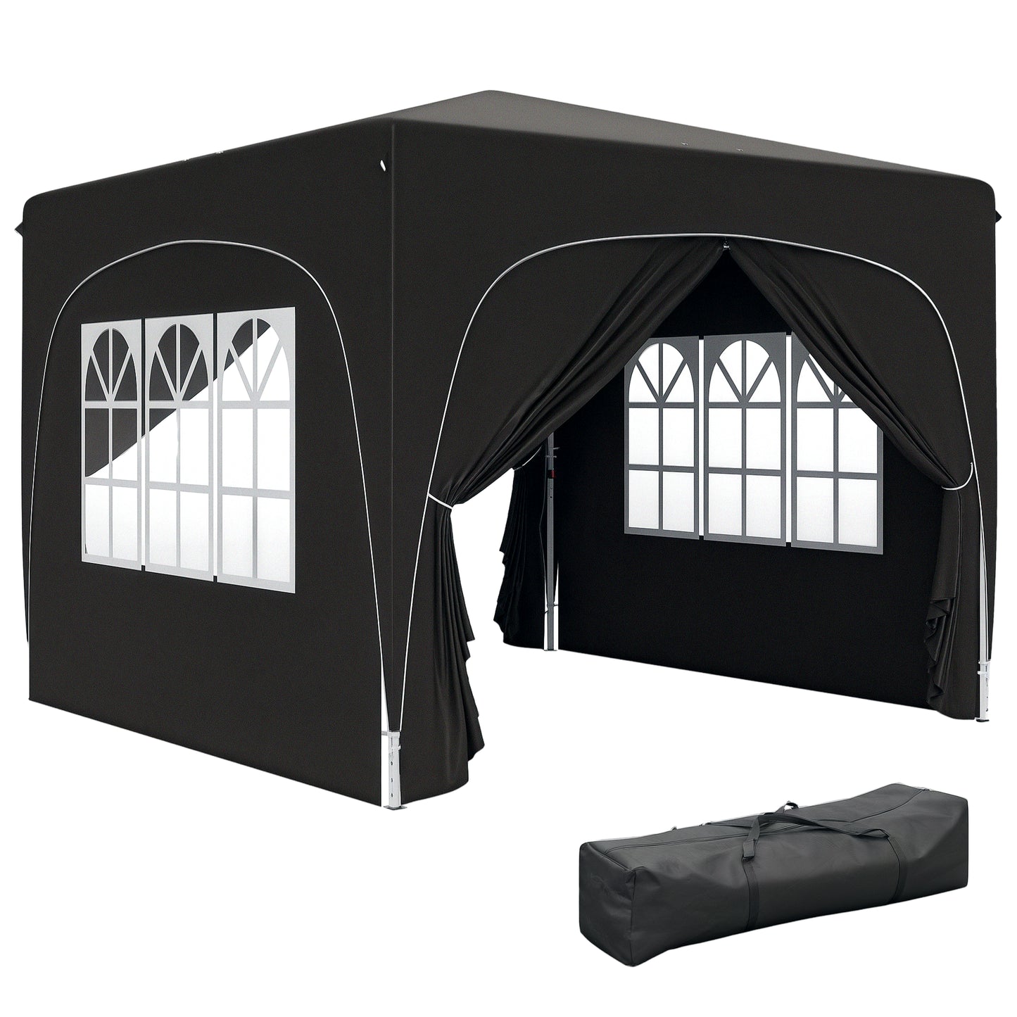 3 x 3(m) UPF50+ Pop Up Gazebo with Sides and Carry Bag, Black