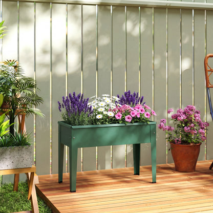 Raised Planter, Metal Raised Garden Bed on Legs with Drainage Hole