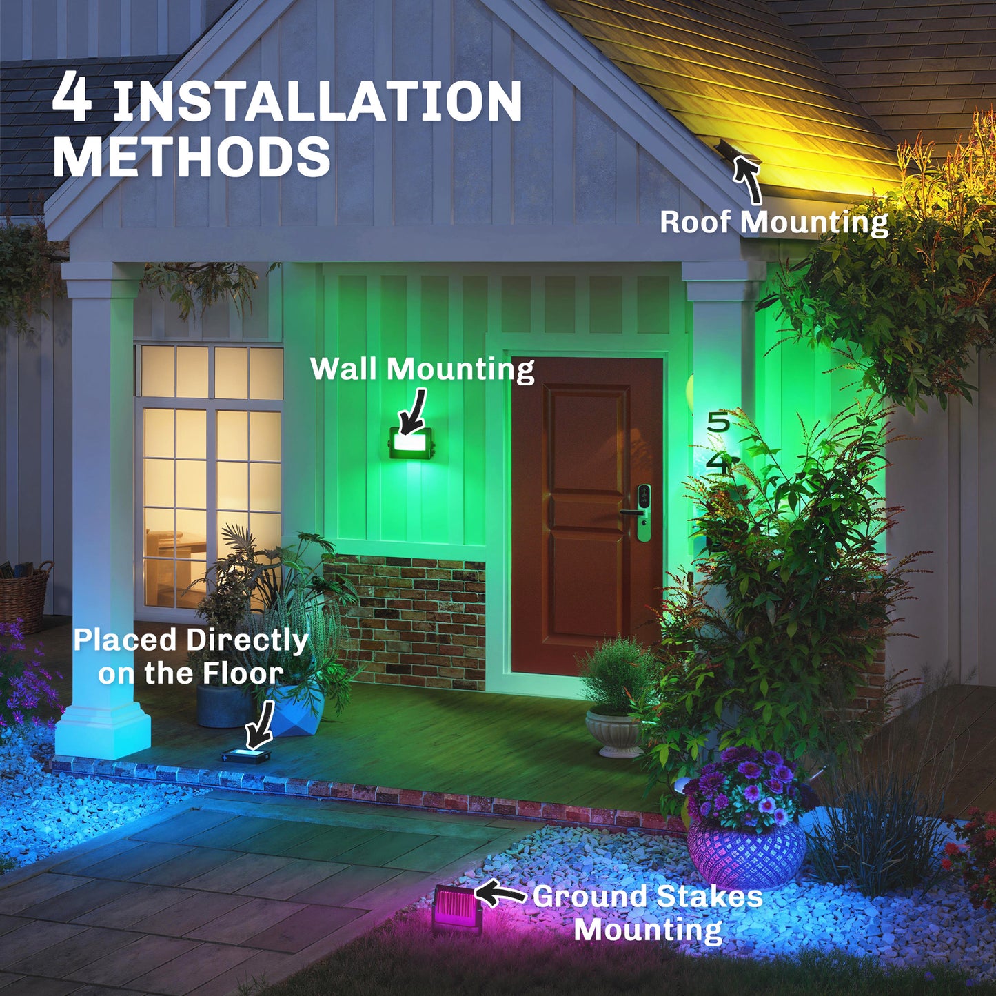 32W LED Floodlights, Smart Outdoor Flood Light with UK Plug, Black