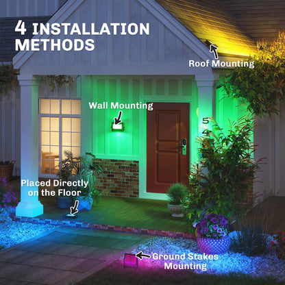 32W LED Floodlights, Smart Outdoor Flood Light with UK Plug, Black