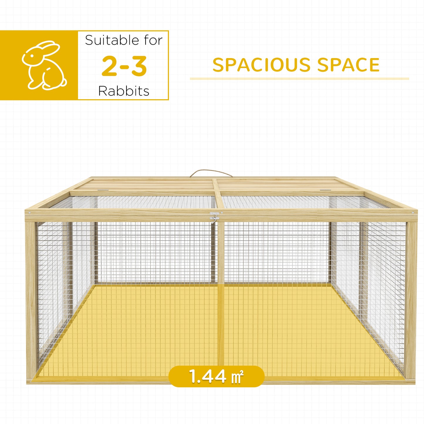 Rabbit Hutch, Folding Wooden Rabbit Run with Openable Top, Natural