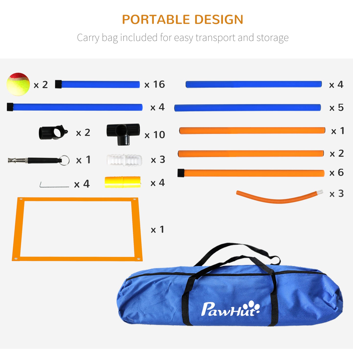 4 Pcs Dog Agility Training Equipment, Dog Outdoor Games w/ Carry Bag