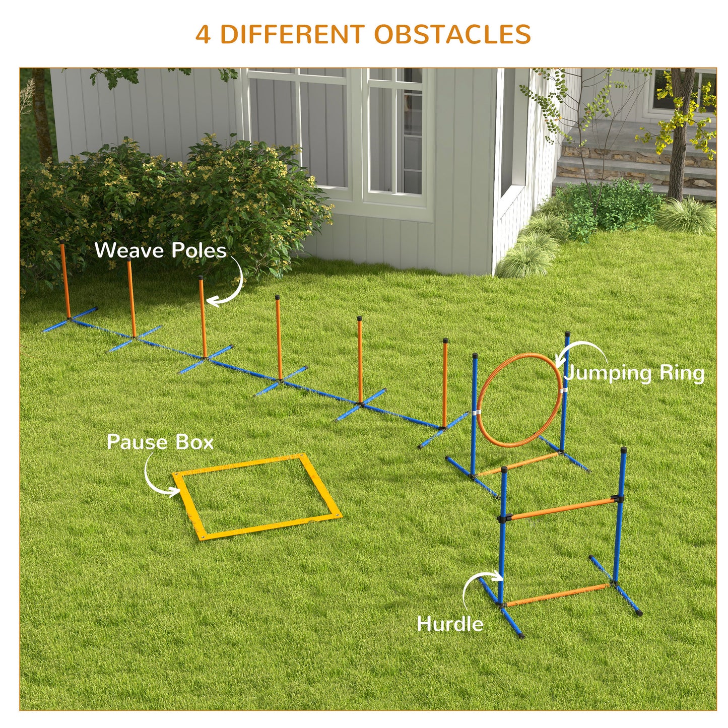 4 Pcs Dog Agility Training Equipment, Dog Outdoor Games w/ Carry Bag