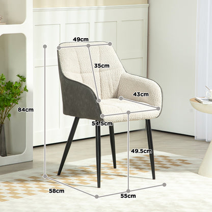 Accent Chair w/ Foot Pads and Chenille Fabric Arm Chair, Cream White
