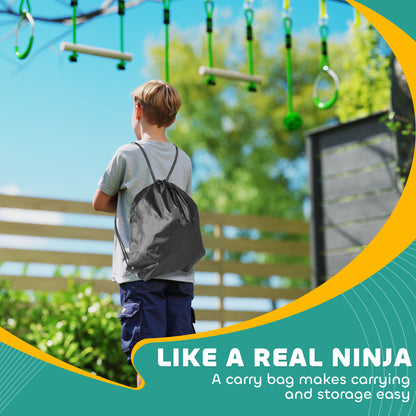 3 Piece Kids Zip Line Kit for Garden, 10m Length, Up to 50kg