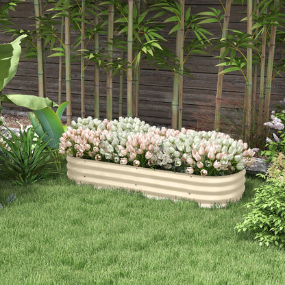 Galvanised Raised Garden Bed with Safety Edging, Cream White