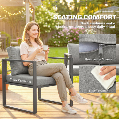 Patio Furniture Set Aluminium Frame Dark Grey