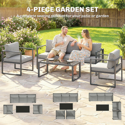 Patio Furniture Set Aluminium Frame Dark Grey