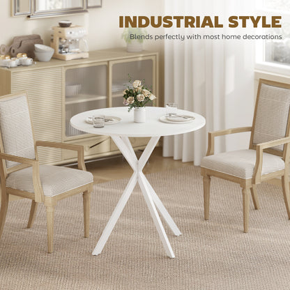 80cm Round Dining Table, Industrial Kitchen Table with Steel Legs
