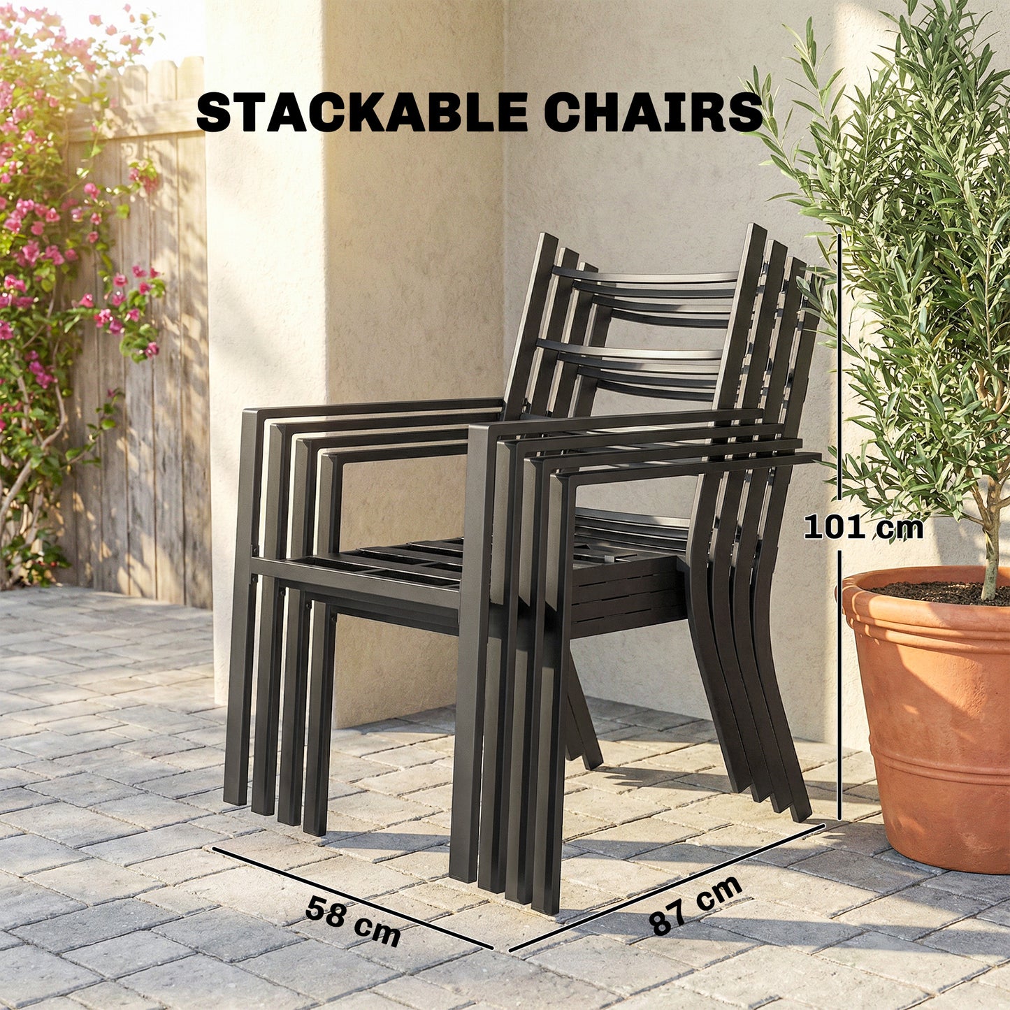 5 Pieces Outdoor Dining Set with Cushions, Garden Dining Set for 4