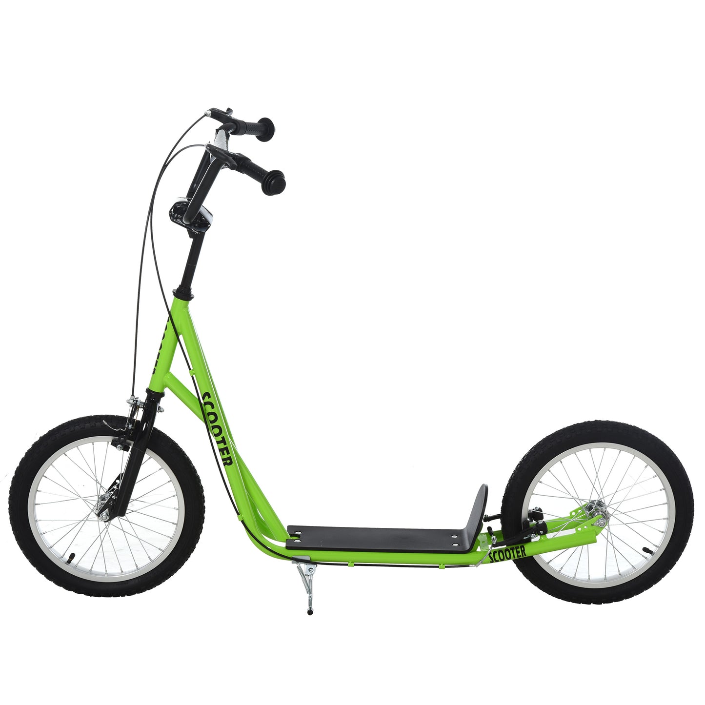 90-96cm Kids Kick Scooter w/ Adjustable Handlebar Inflatable Wheels Green