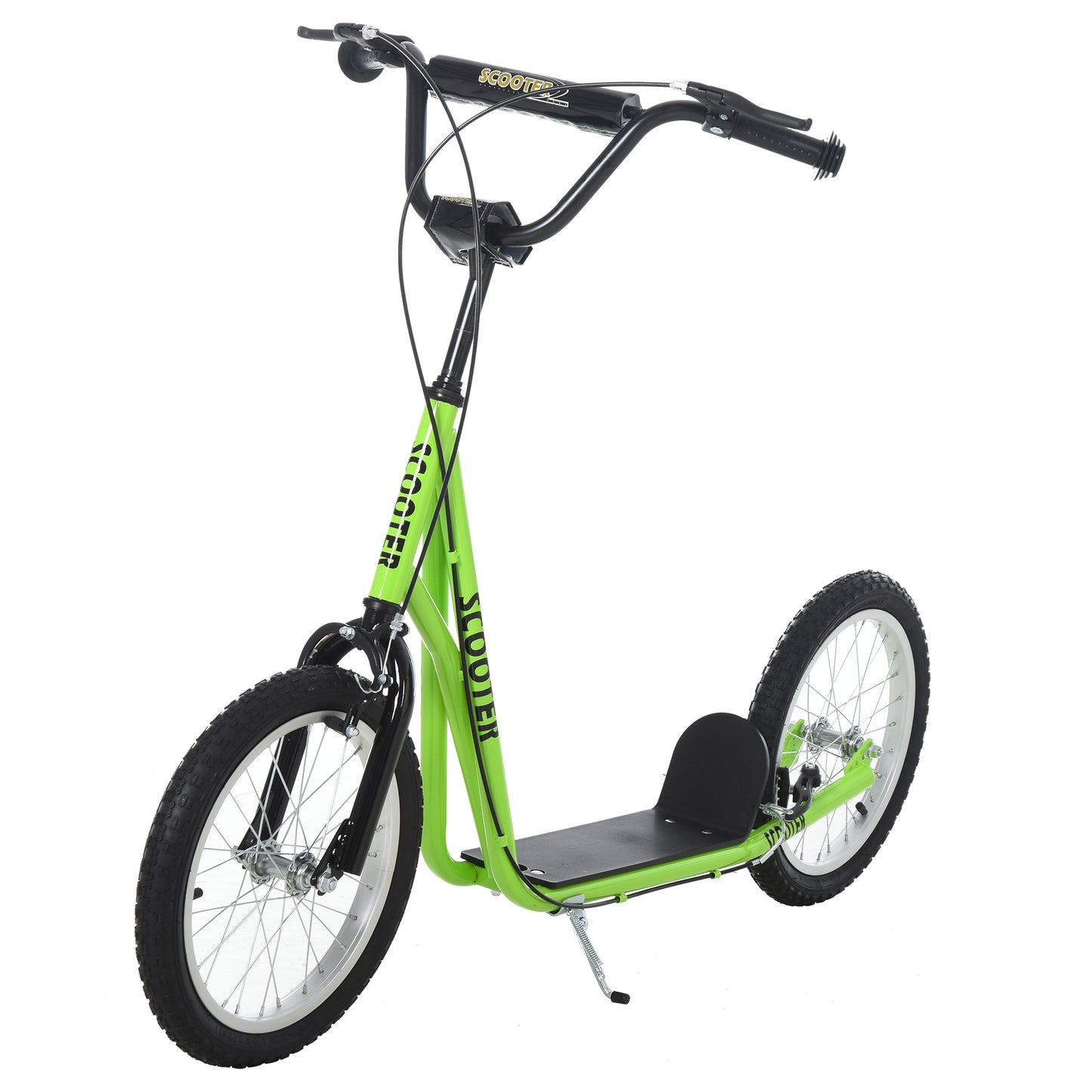 90-96cm Kids Kick Scooter w/ Adjustable Handlebar Inflatable Wheels Green