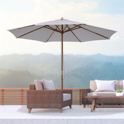 3(m) Wooden Garden Parasol Sun Shade Outdoor Umbrella Canopy White