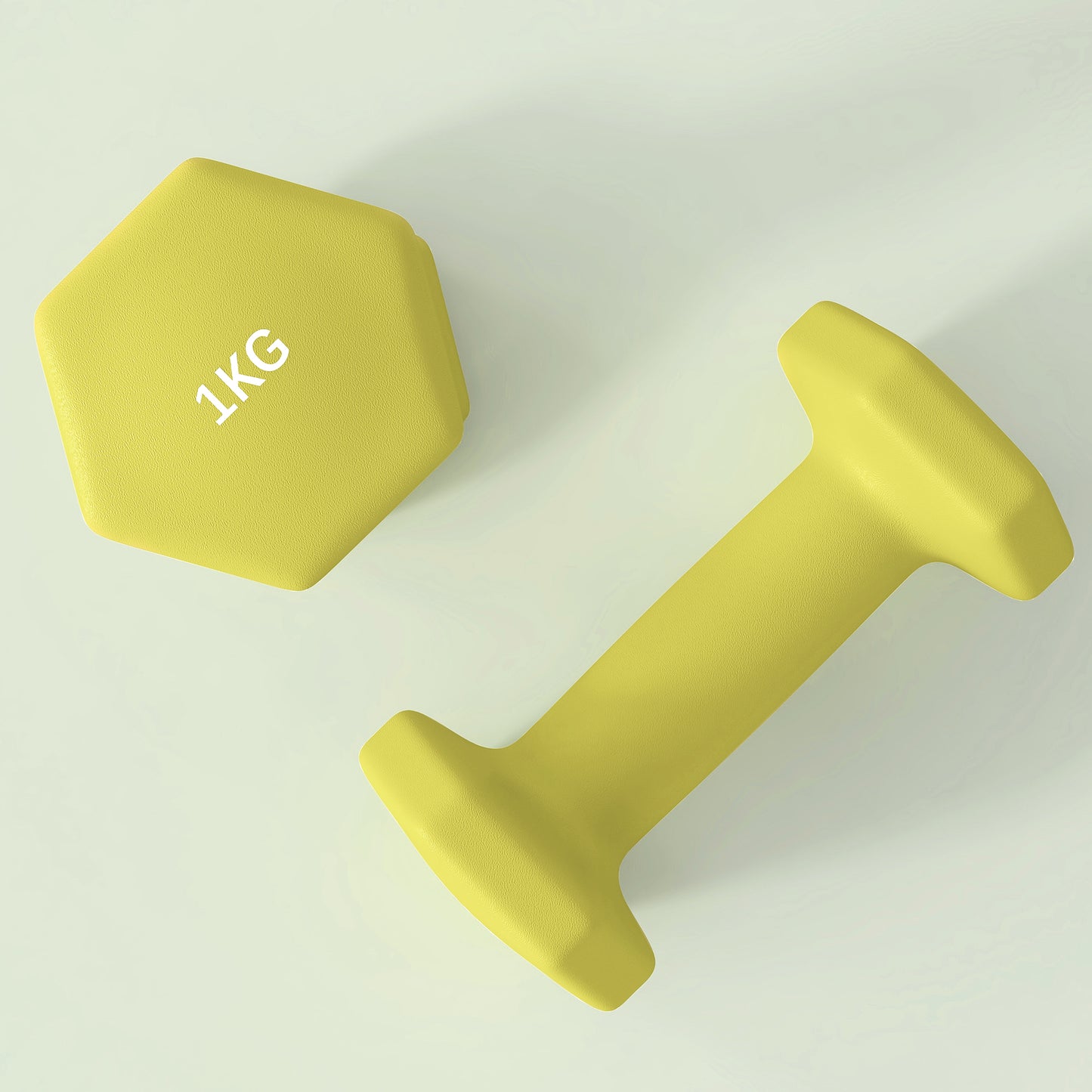 Set of 2 Hexagonal Dumbbells Weights Pair, 2 x 1kg, Yellow