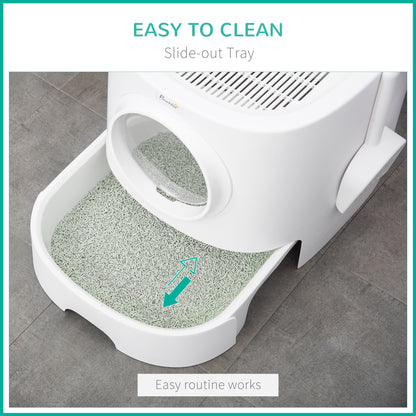 Cat Litter Box Portable Pet Toilet Fully Enclosed Kitten Pan w/ Scoop