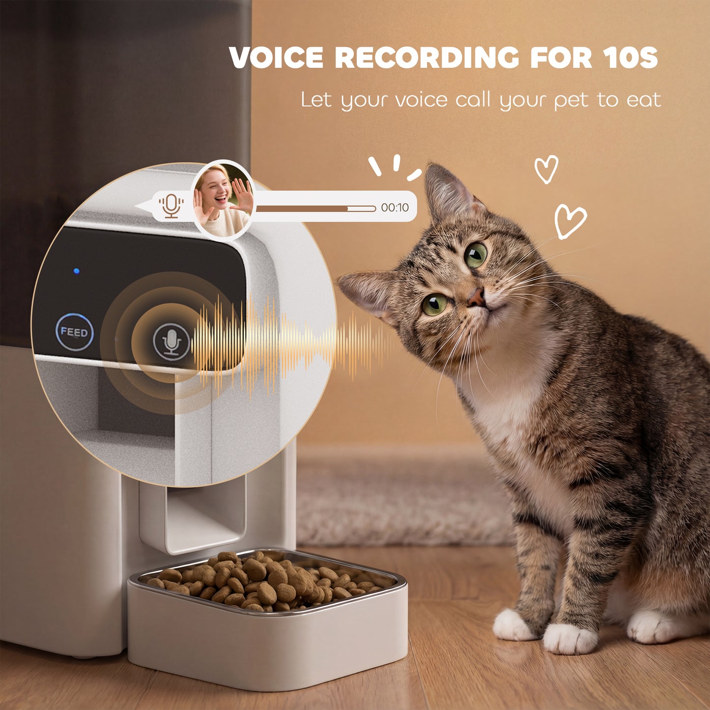 Automatic Cat Feeder, 4.5L WiFi Cat Food Dispenser with Timer