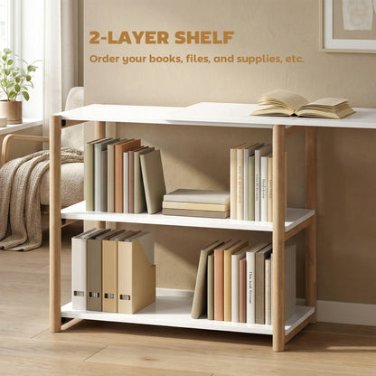 Computer Desk with Storage Shelves 150 cm White/Oak