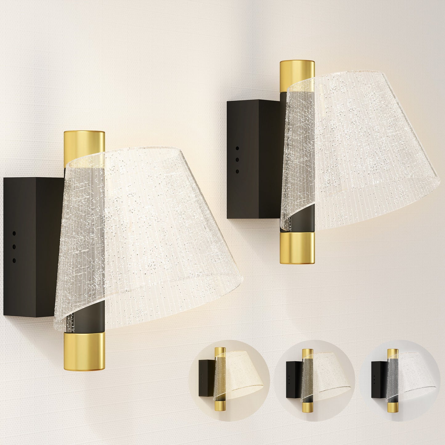 Led Wall Lamp 2 Pack, Modern Indoor Starry Wall Light, Black