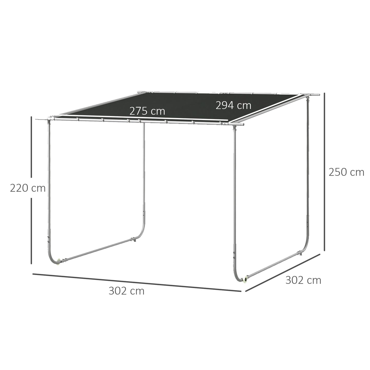3 x 3(m) Mobile Pergola Kit, Portable Garden Gazebo with Wheels, Sandbags, Steel Frame, UV-Resistant