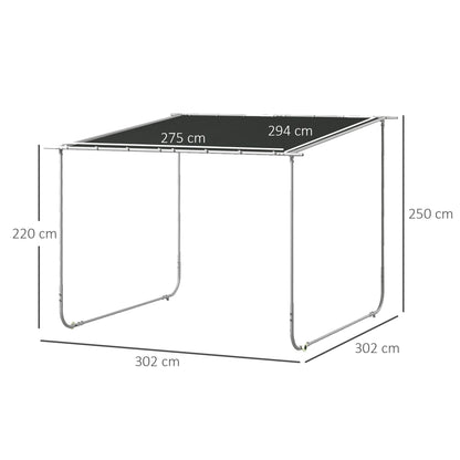 3 x 3(m) Mobile Pergola Kit, Portable Garden Gazebo with Wheels, Sandbags, Steel Frame, UV-Resistant