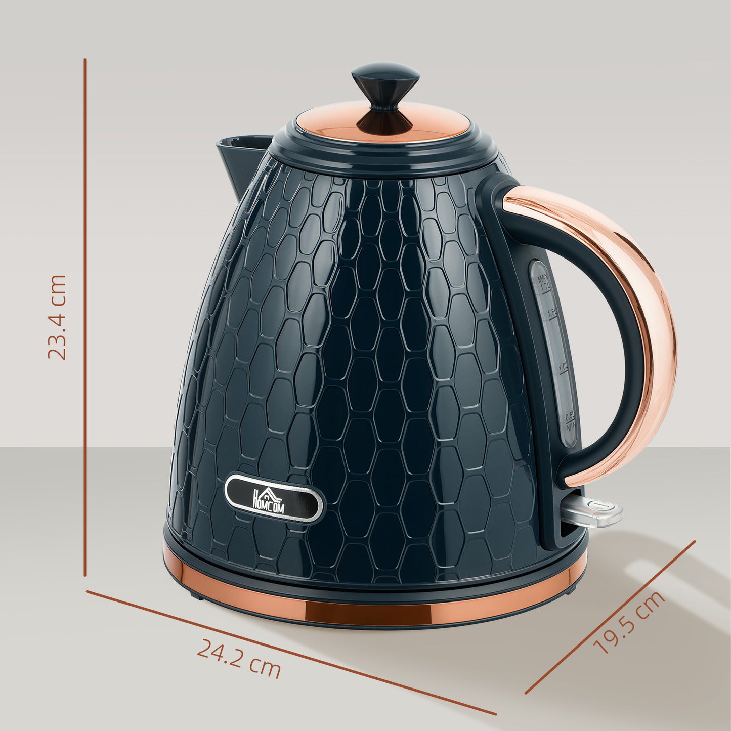 3000W Electric Kettle, Fast Boil, 1.7L, Auto Shut-off, Dark Blue