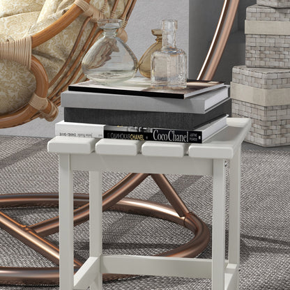 Square Coffee Table, HDPE Side Table for Porch, Garden, White