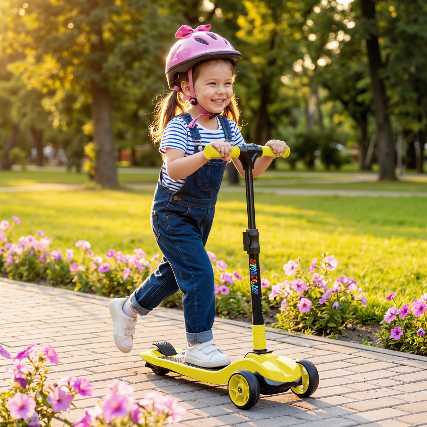 Electric Scooter for Kids, 3 Wheel Foldable Kids Scooter, Yellow