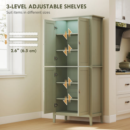 176.5 cm Tall Freestanding Pantry Storage Cabinet with 4 Doors Green