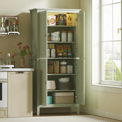 176.5 cm Tall Freestanding Pantry Storage Cabinet with 4 Doors Green