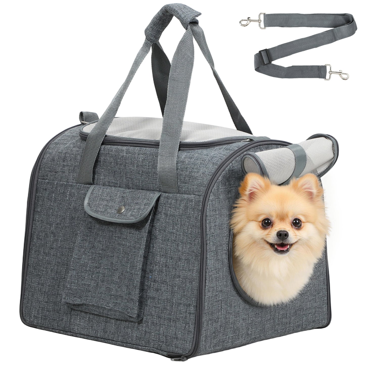 Soft Sided Cat Carrier Bag Foldable Portable with Shoulder Strap