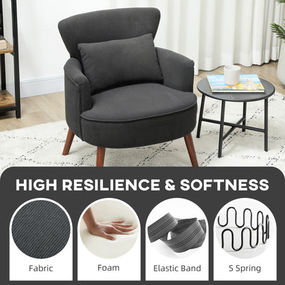 Armchair with Padded Seat and Backrest for Living Room, Black