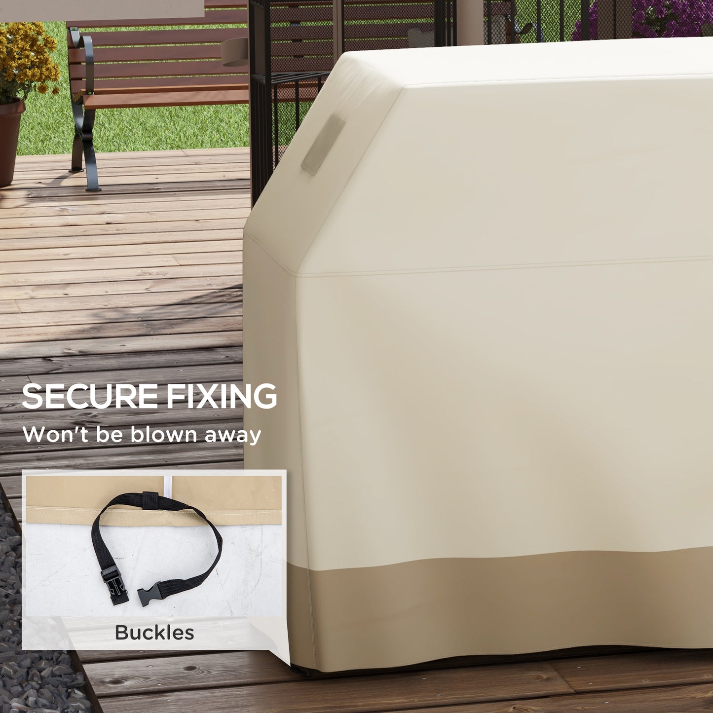66W x 152Lcm PU Coated Protective Grill Cover - Beige