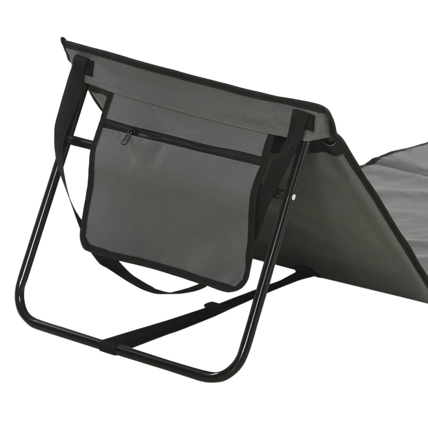 Garden Beach Chair Mat, Sun Lounger Seats with Adjustable Back - Grey