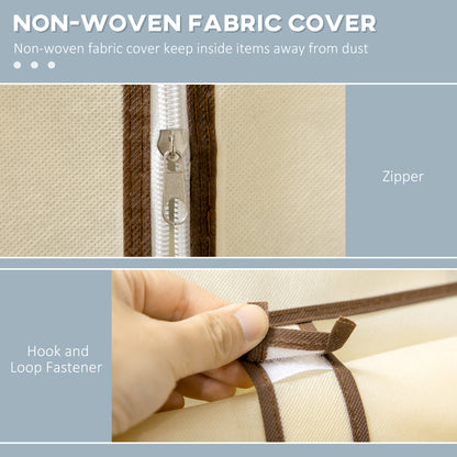 Fabric Wardrobe w/ Shelves Hanging Rail Foldable Closets Cream