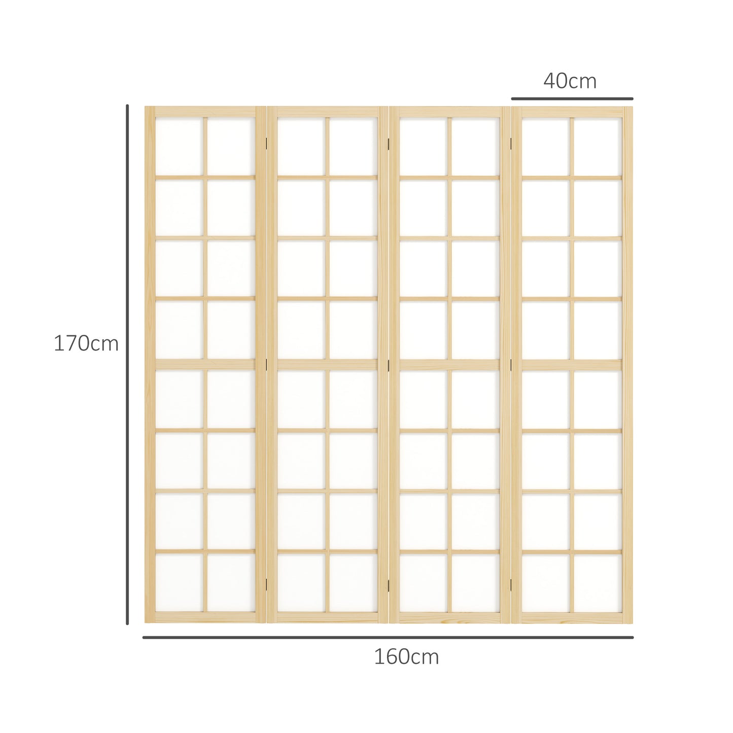 Indoor Room Partition, 4 Panel Folding Room Divider, 160 x 170cm