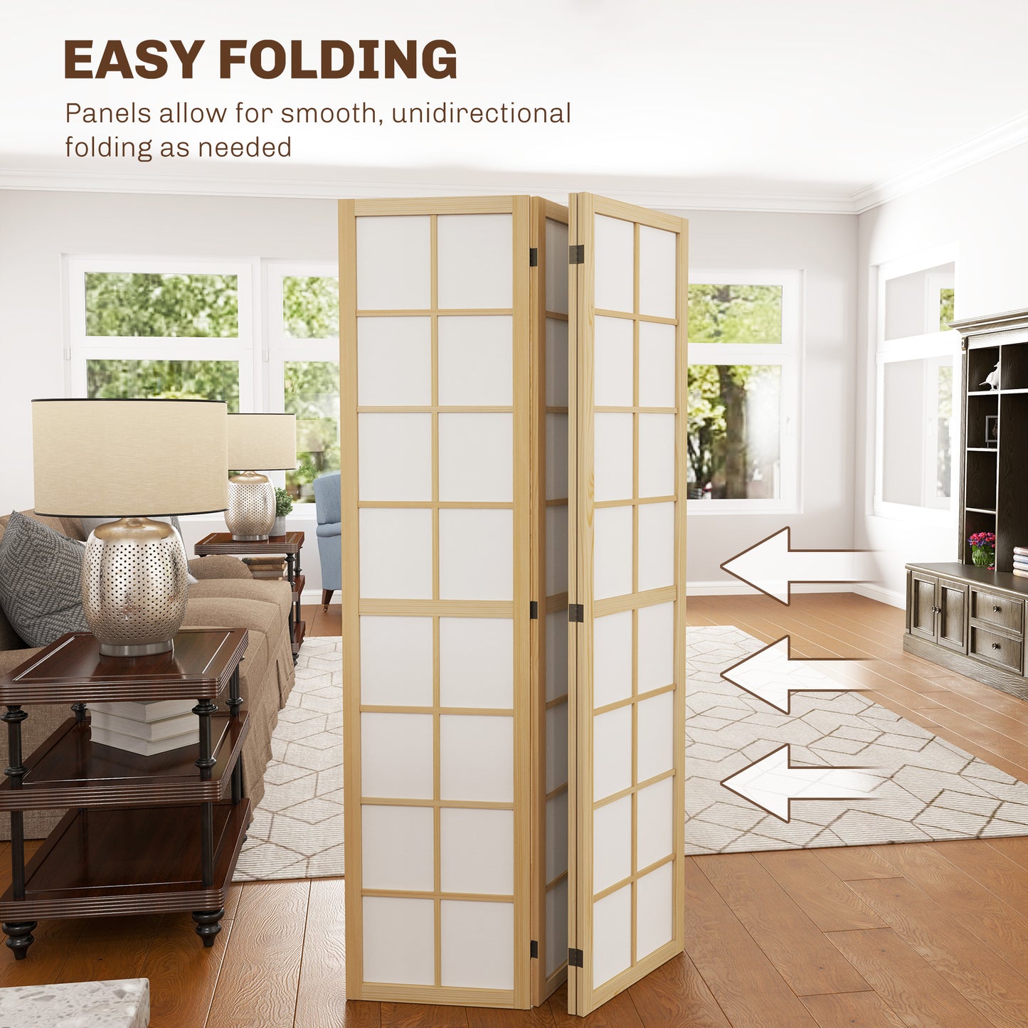 Indoor Room Partition, 4 Panel Folding Room Divider, 160 x 170cm