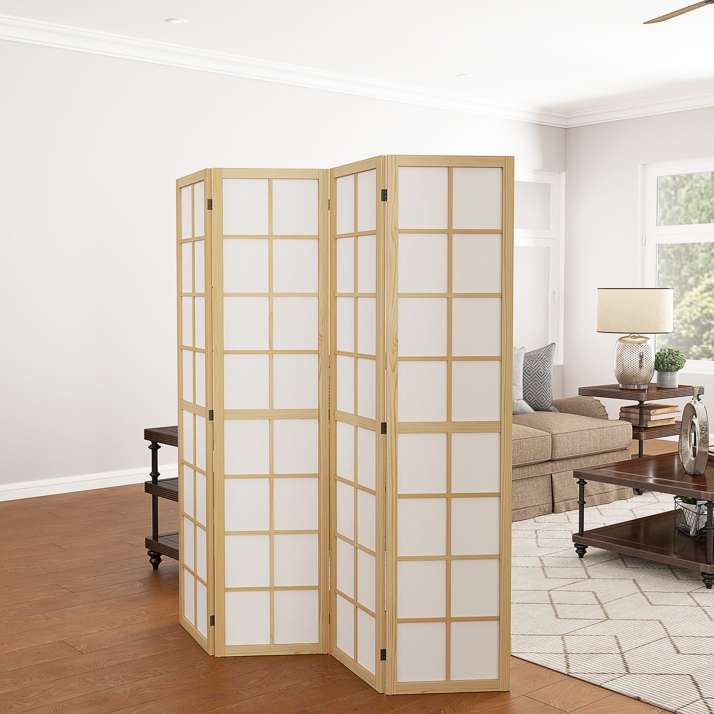 Indoor Room Partition, 4 Panel Folding Room Divider, 160 x 170cm