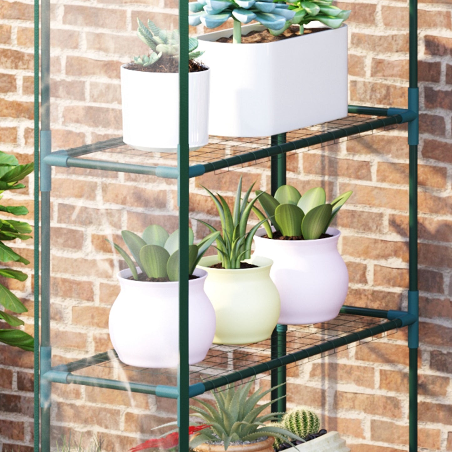 Walk In Greenhouse Garden Clear PVC Frame Shelves Reinforced Plant Grow